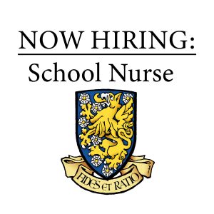 STCS logo with text "now hiring school nurse"
